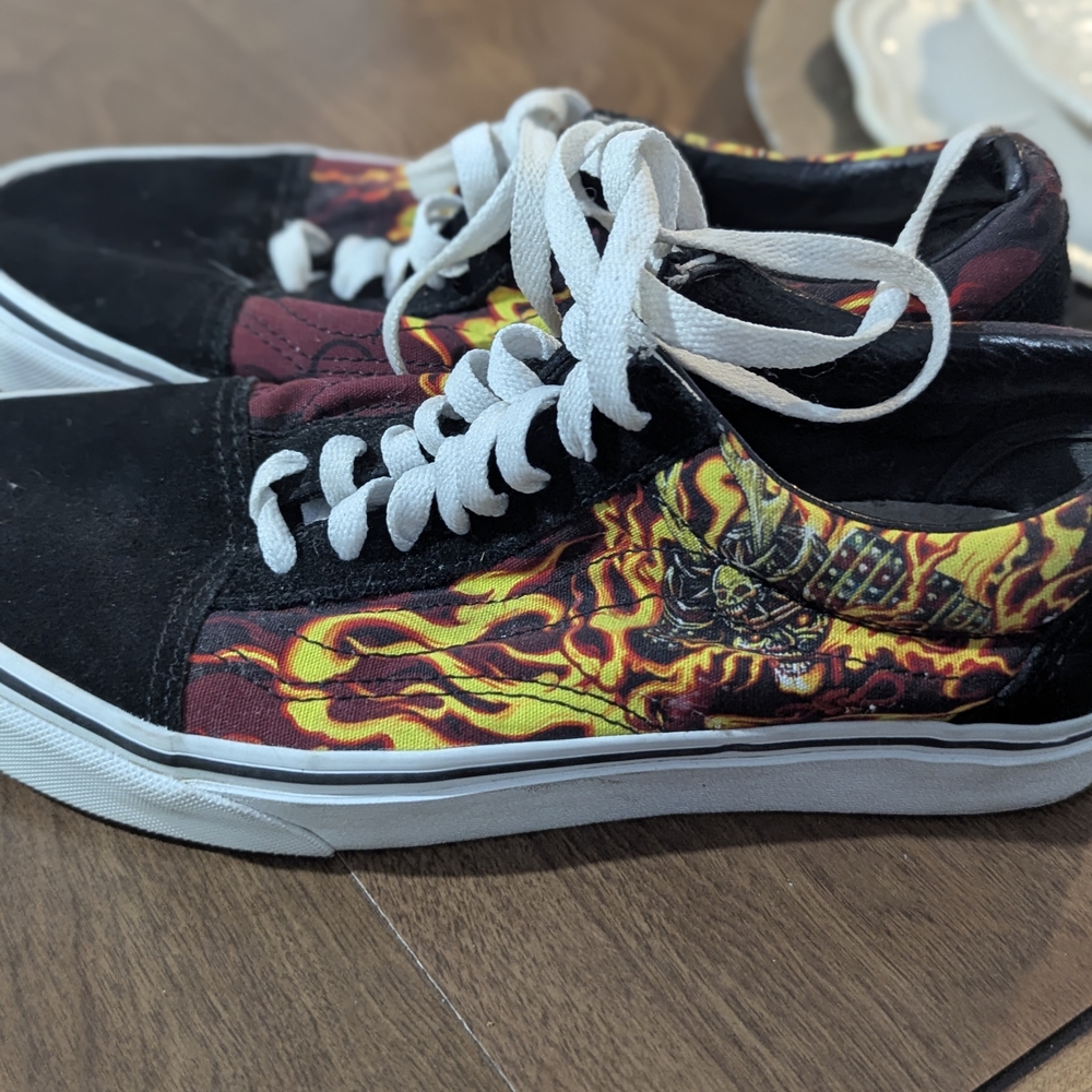 Vans Black and Red Flame Men's Sneakers